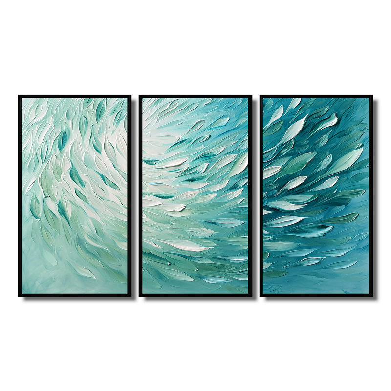 Joe - ensemble de reproduction d'art mural plumes, Cadre flottant noir, H 32 po x l 48 po x P 1 po