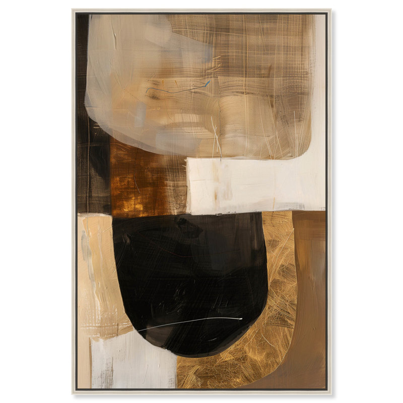 Soil Canvas Midcentury Abstract par Art Remedy, Cadre argenté, H 16 po x l 11 po