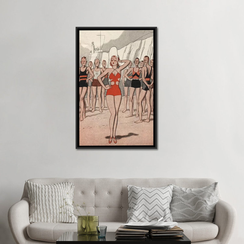 « 30' 'beach lady' », impression sur toile, H 26 po x l 18 po x P 1,5 po, Toile avec cadre noir, Pas de tapis