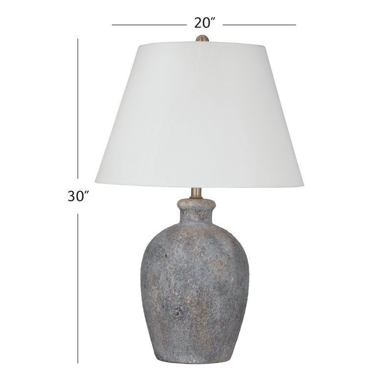 Lampe de table urne en céramique gris avec abat-jour blanc Fremont