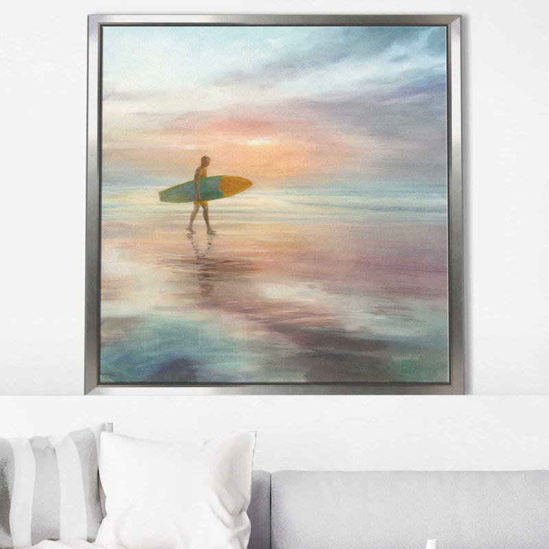 Surfside - Painting, Silver Floater Frame, 31.5" H x 31.5" W x 2" D