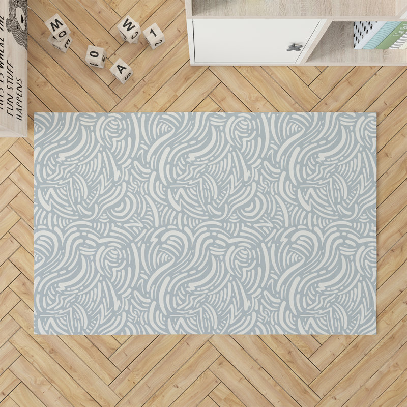 Cozy Swirl Kids Play Mat, Slate Blue/Blue, Rectangle 3' x 5'