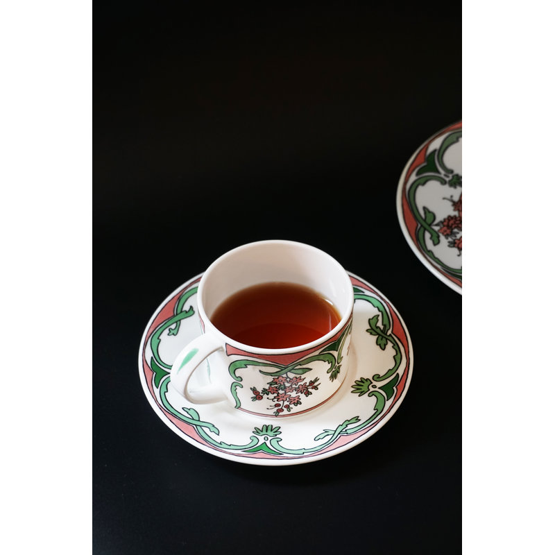 Floral Patterned Bone China Teacup and Saucer Set