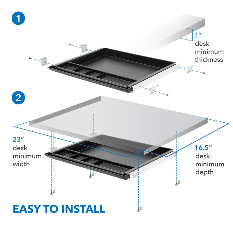 Mount-It! Attachable Drawer Under Desk, Large Slide Out Mountable Under Desk Pencil Tray & Organizer