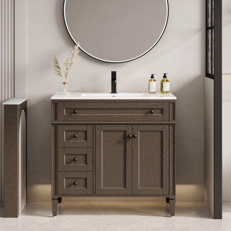 36" Single Bathroom Vanity Cabinet Base Only, Sink not Included, Black
