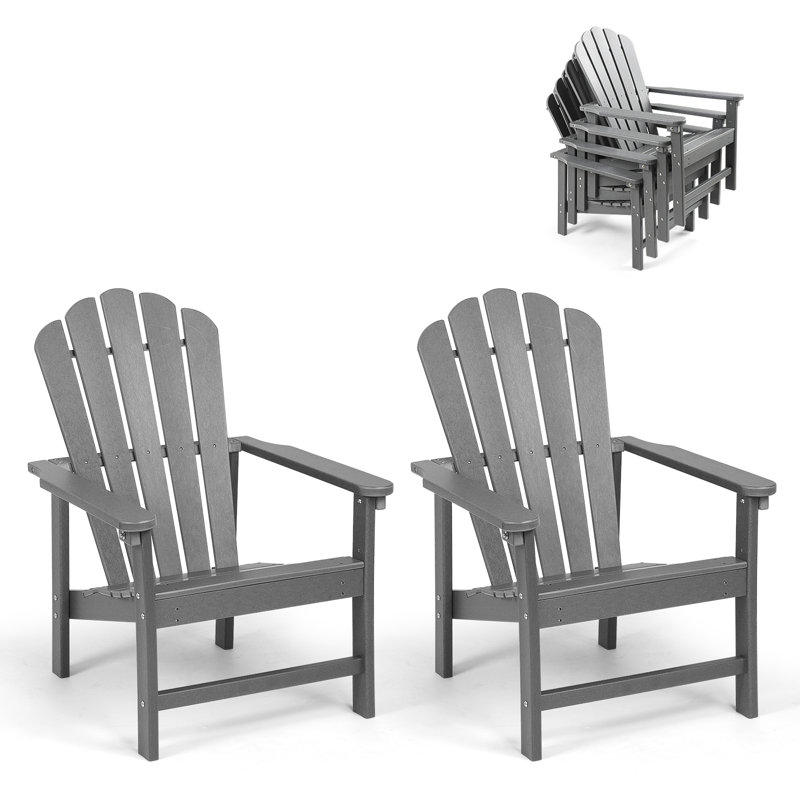 Chaise Adirondack empilable en PEHD Zawadi, Gris, 2