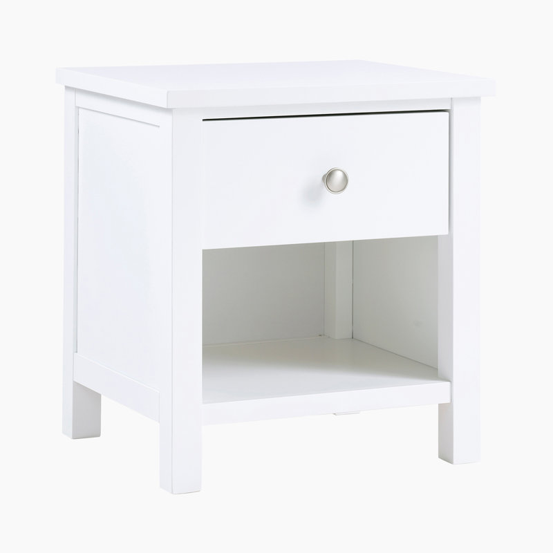 Nevaeh 20" Transitional Wood Nightstand with Single Dovetail Drawer, Kenilin Metal Glides & Lower Storage Cubby