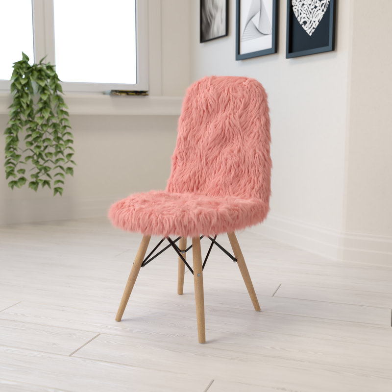Ibhidh Shaggy Dog Accent Chair - Dorm Chair, Pink