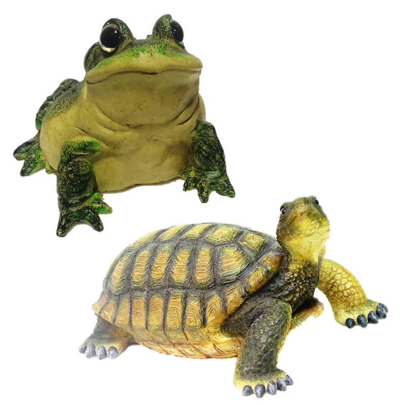 Ensemble de 2 statues de jardin Call of the Wild Toad & Turtle