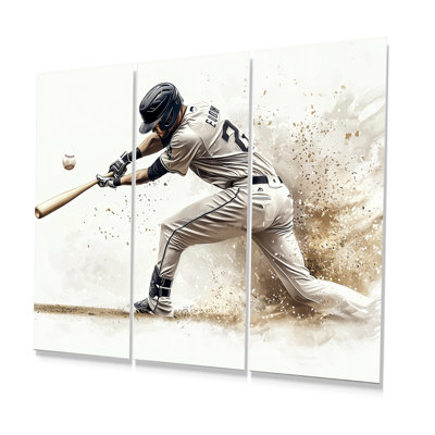 Minimal noir et blanc Baseball Swing - ensemble de salon de baseball mural