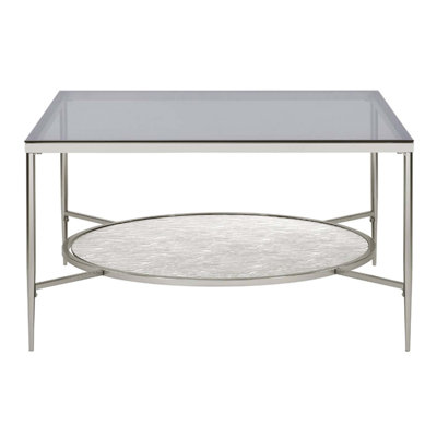 Table basse Adelrik, finition verre et chrome