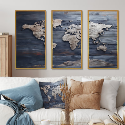 Rustic Routes World Map I - World Map Wall Decor Set