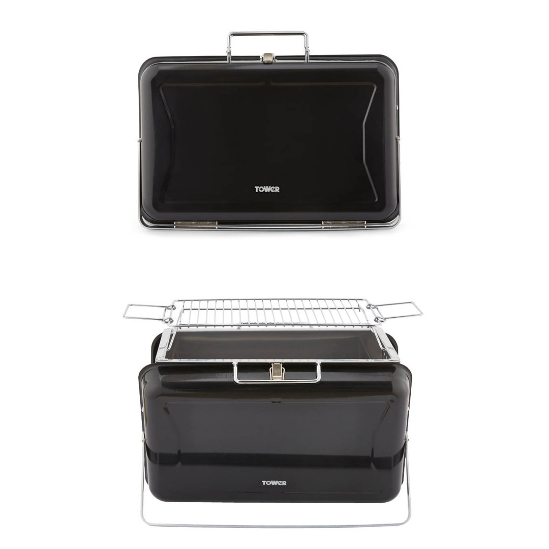 Tower Stealth Portable Charcoal Briefcase BBQ with Carry Handle, Compact Design