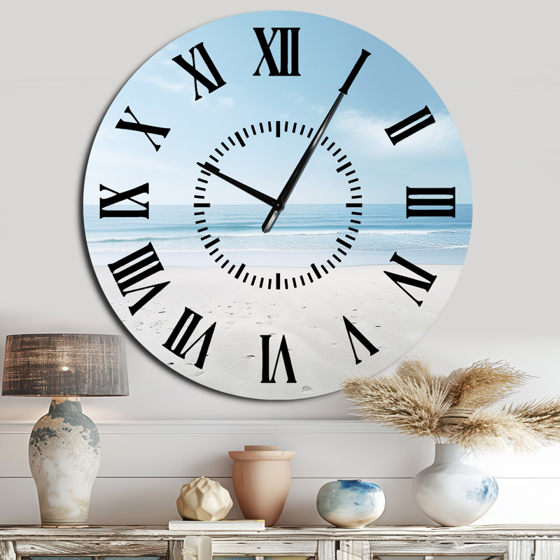 Minimalisme Beachside Serenity - horloge murale, Surdimensionné