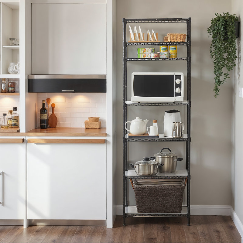 7-Tier Storage Shelves, Wire Shelving Unit, Kitchen Metal Shelves, With Adjustable Shelves, For Garage, 13.4 X 23.2 X 70.9 Inches