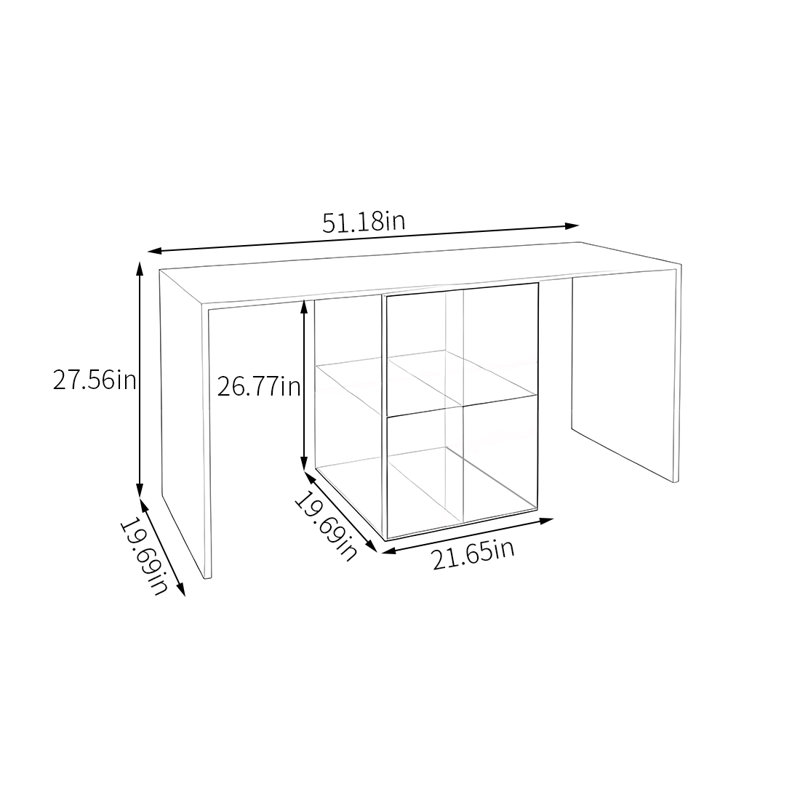 Présentoir moderne en acier inoxydable et acrylique, Bleu, H 27,56 po x l 51,18 po x P 19,69 po