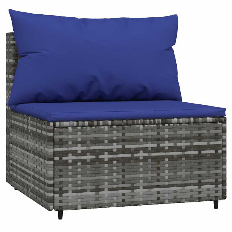 Patio Sectional Set with Cushions, Gray, Blue, No