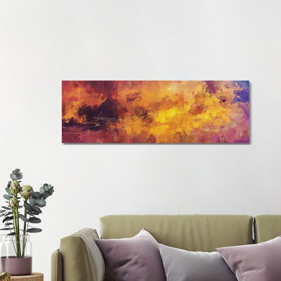 Red And Yellow Abstract by Van Credi - Wrapped Canvas Panoramic Painting