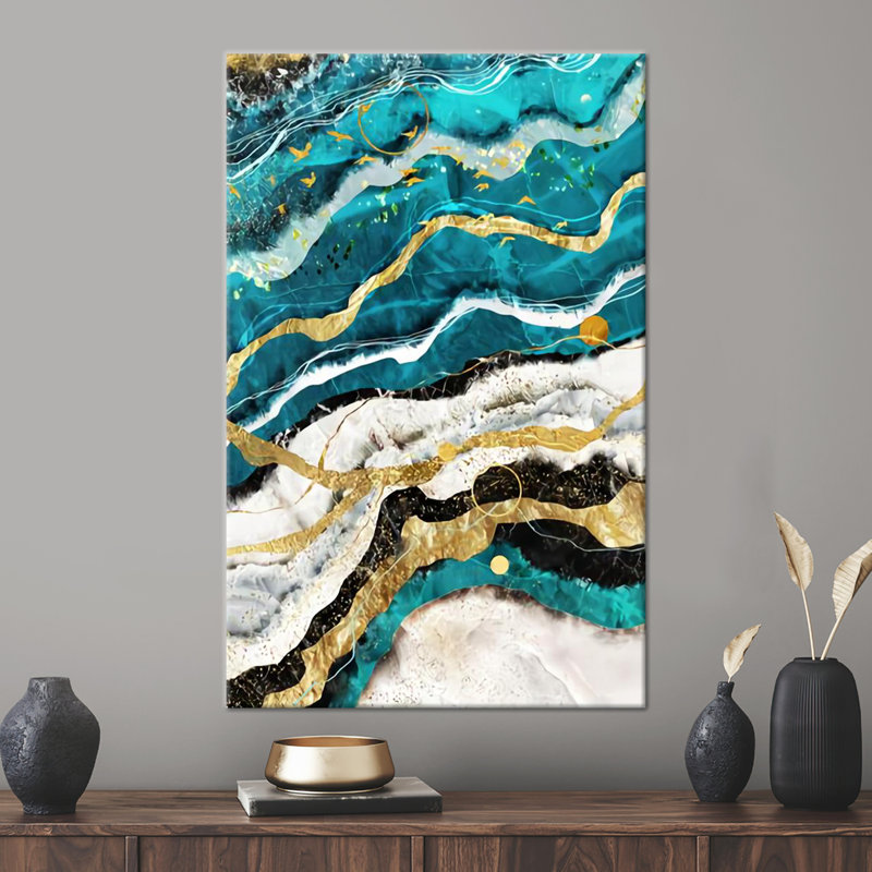 Abstract Luxury Marble Art Canvas - Shimmering Sophisticated Wall Decor, 25 cm H x 35 cm W, Wrapped Canvas, Does Not Apply