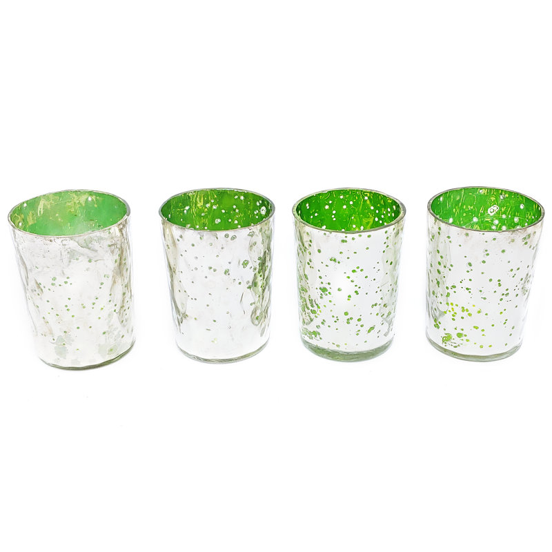 Porte-votive en verre tacheté, Vert foncé