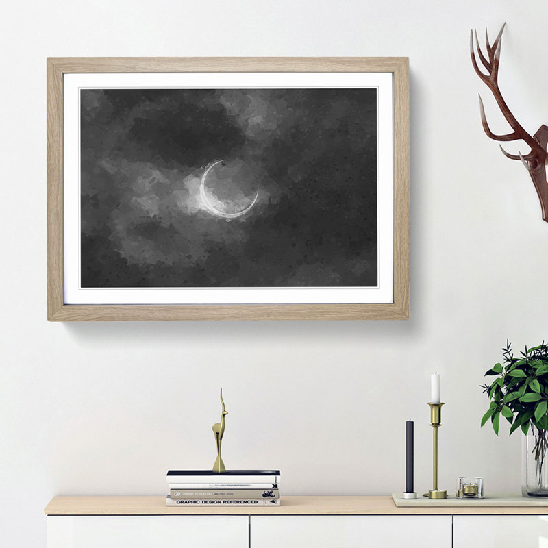 Eclipse of the Moon - Picture Frame Graphic Art Print, 62cm H x 87cm W x 2cm D, Oak Framed