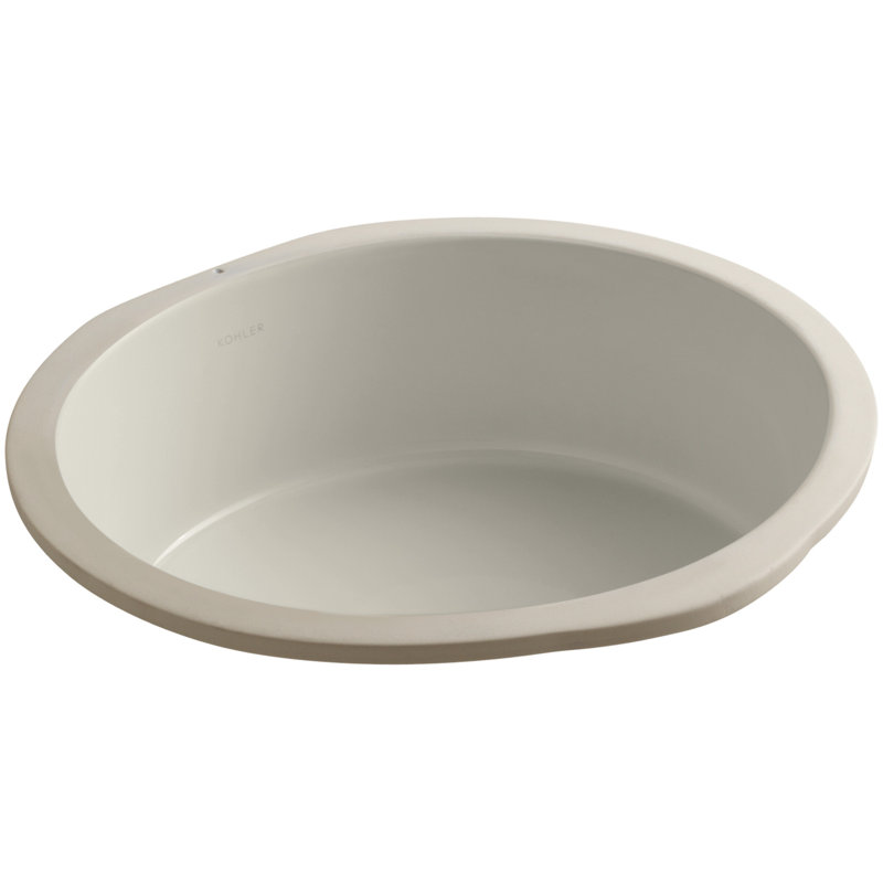 Verticyl Ceramic Vitreous China Circular Undermount Bathroom Sink with Overflow, Sandbar