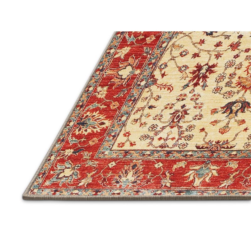 Tapis traditionnel jaune clair / orange / noir Vasta, Rectangle 2 pi x 5 pi
