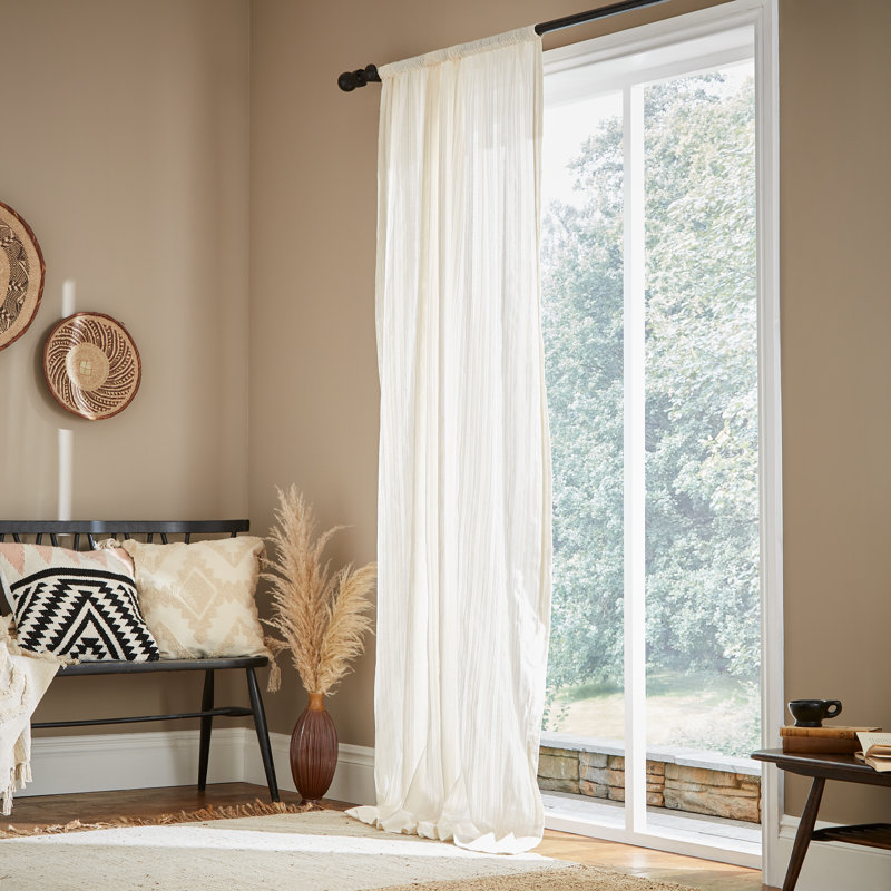 Zofia Broderie Slot Top Single Curtain Voile, Natural, 140cm Width x 183cm Drop