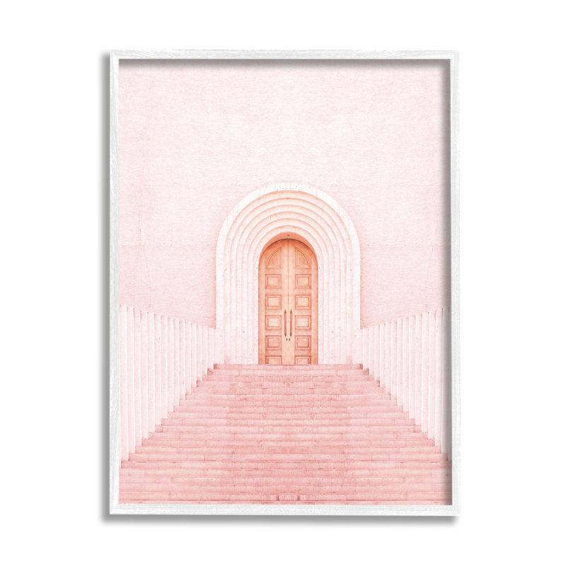 Impression de porte rose encadrée sur bois par Incado, Giclée encadrée blanc bord de mer, H 30 po x l 24 po x P 1,5 po