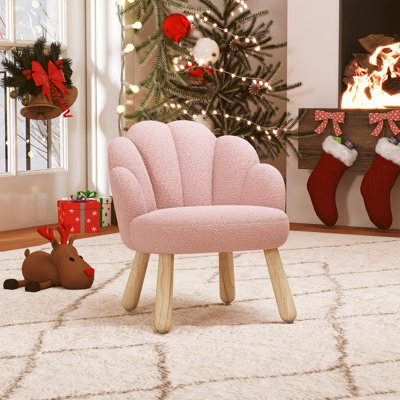 Flower Kids Chair With Solid Wood Legs