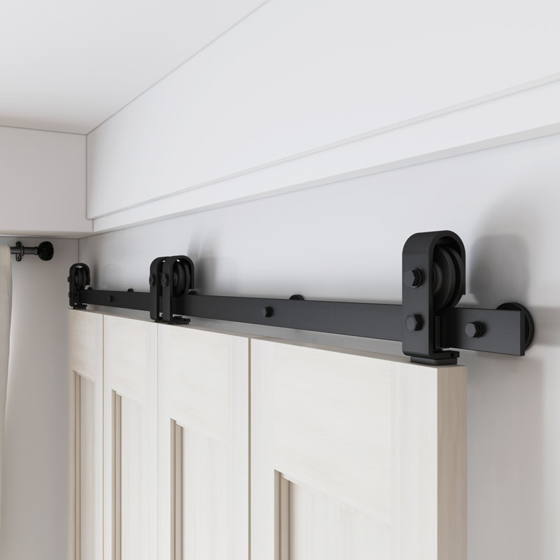 JUBEST 51" Black Steel Bi-Folding Barn Door Hardware Kit