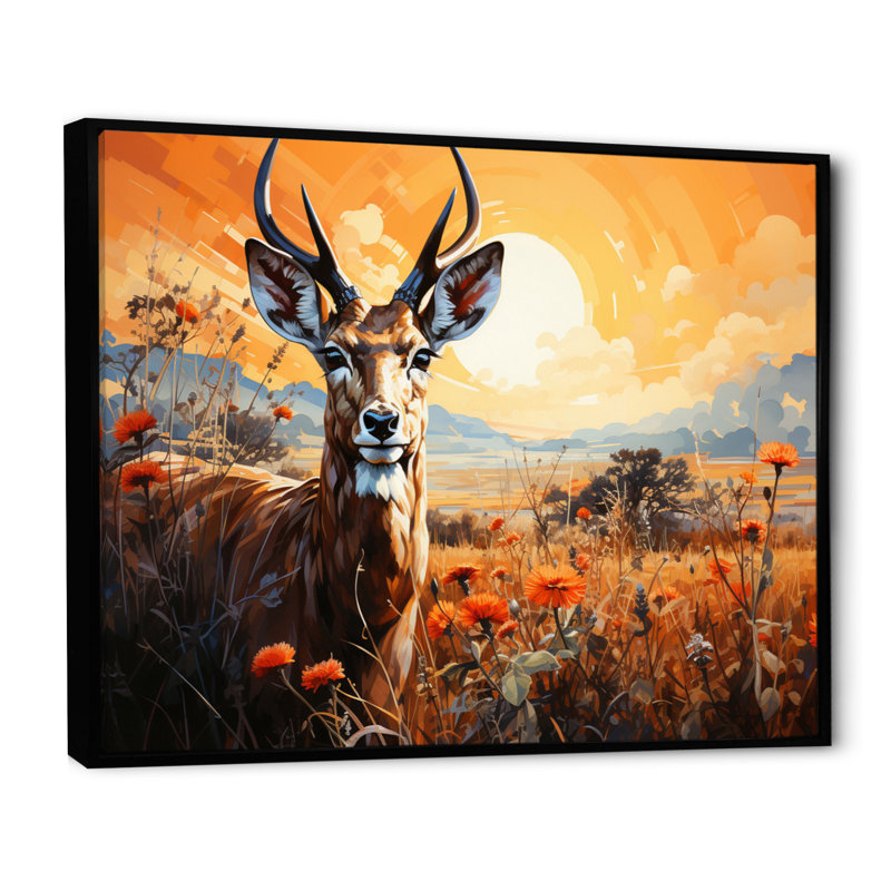 «Bilgin Gazelle Landscape I», reproduction, H 16 po x l 32 po x P 1 po, Cadre flottant noir