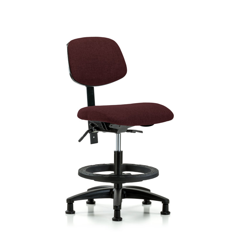Abril Drafting Chair, Burgundy, Glides, Not Included