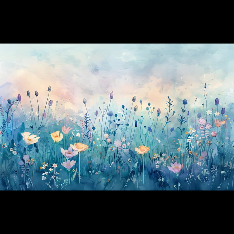 Papier peint Dreamy Watercolor Meadow, L 108 po x l 96 po