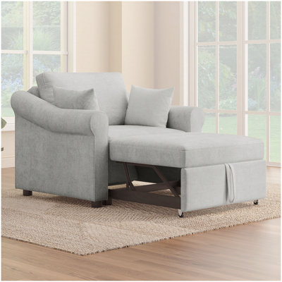 Fauteuil convertible en chenille avec dossier réglable, chaise longue 3 en 1 se transformant en lit, lit simple pour le salon, gris