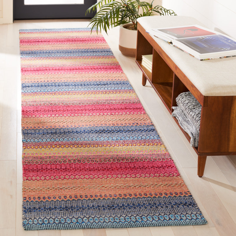 Montauk Flat Weave Cotton Striped Rug, Square 6'