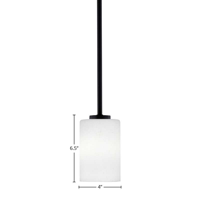 Mini-luminaire suspendu Dayberry avec verre de 4 po, H 6,5 po x l 4 po, Noir mat, Verre en mousseline blanche