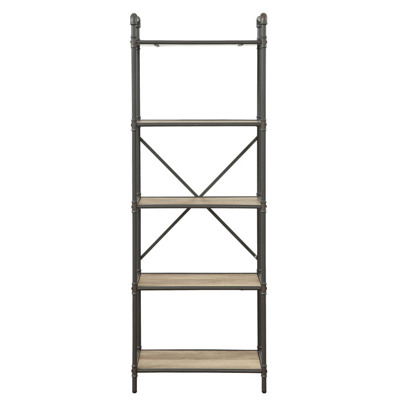À bibliothèque, (6 tablettes) H 63,5 po x l 26,5 po x P 14,5 po, Naturel + gris