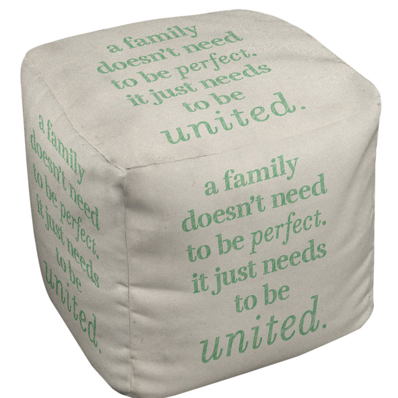 Upholstered Ottoman, White/Green