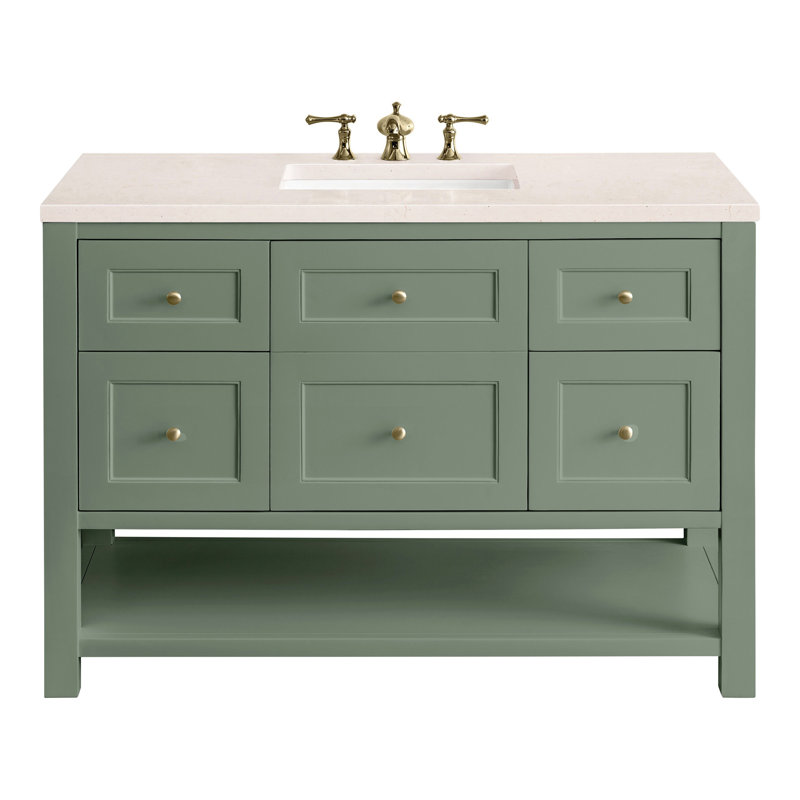 Breckenridge 48'' W Single Vanity, Carrara White, 8" Widespread, Smokey Celadon
