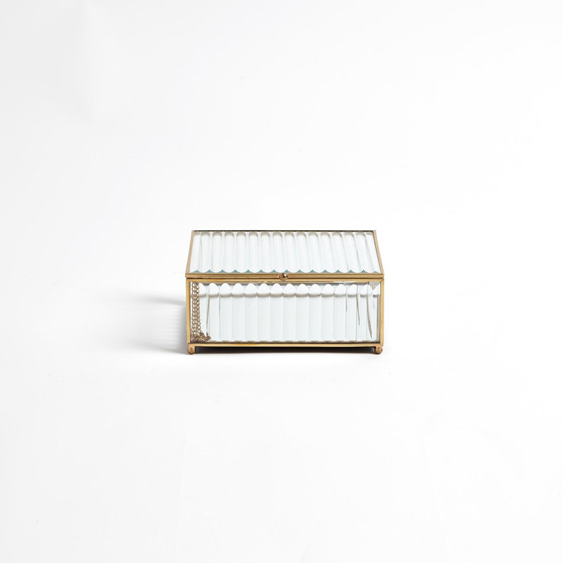 Boîte en verre Reeded-Transparent-Lg, H 3 po x l 6 po x P 7 po