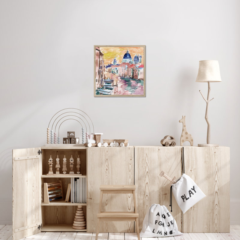 River City IV by Melissa Wang - Painting, 55cm H x 55cm W, Natural Wood Framed Paper Print