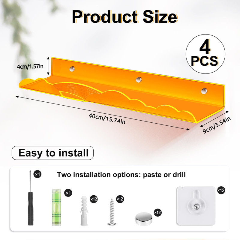 Rozann Floating Shelf, Orange