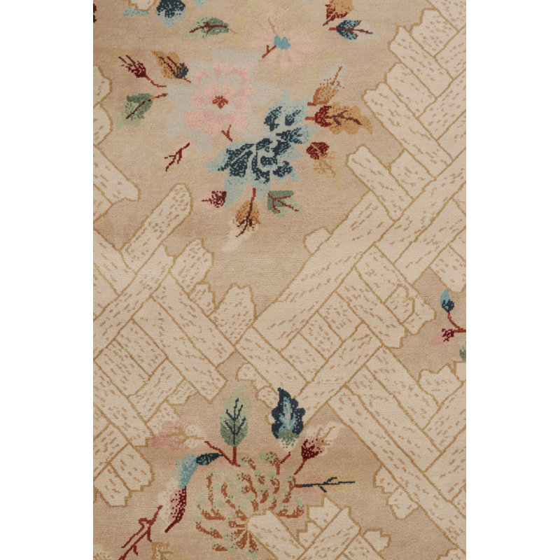 Art Deco Hand Knotted Wool Area Rug, Rectangle 12' x 15'