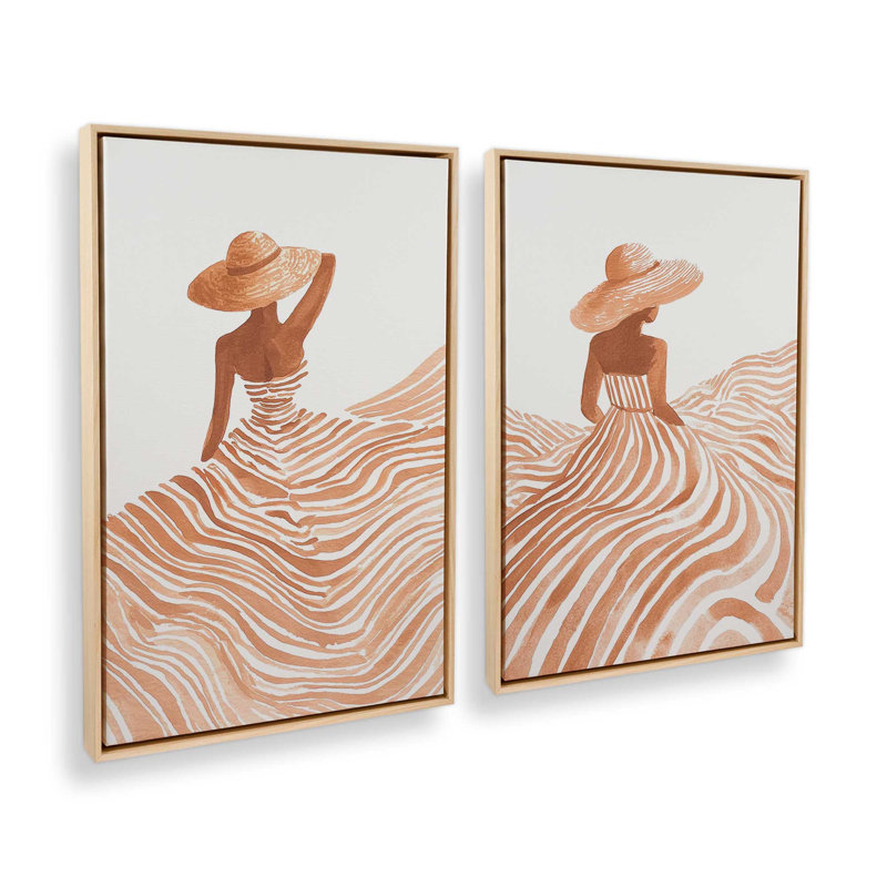 Desert Muse, ensemble de 2 impressions, 18 po x 12 po, Cadre flottant en érable américain