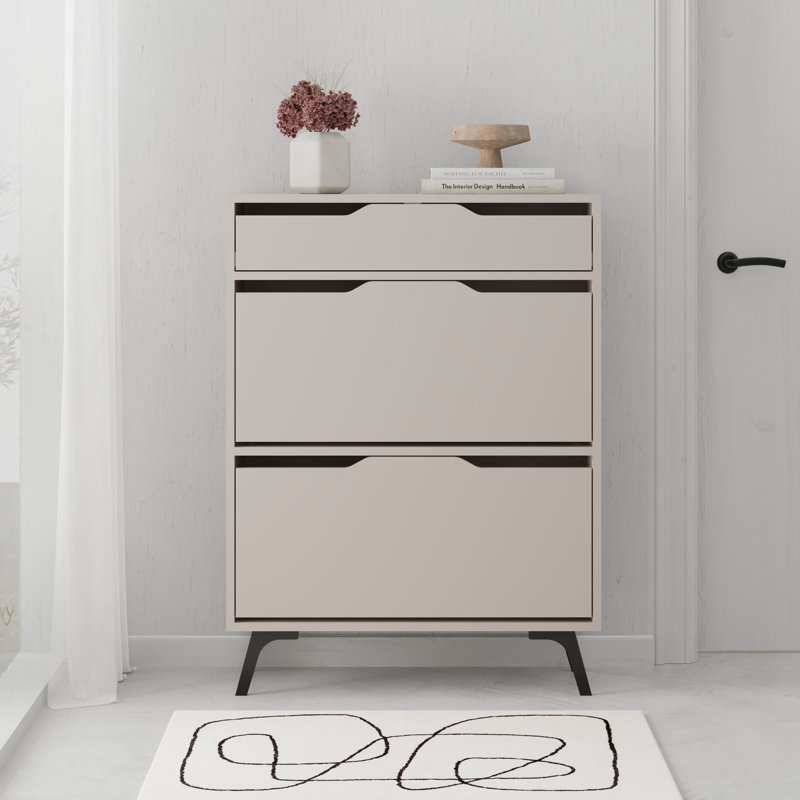 SHOE CABINET - WHITE, Light Mocha