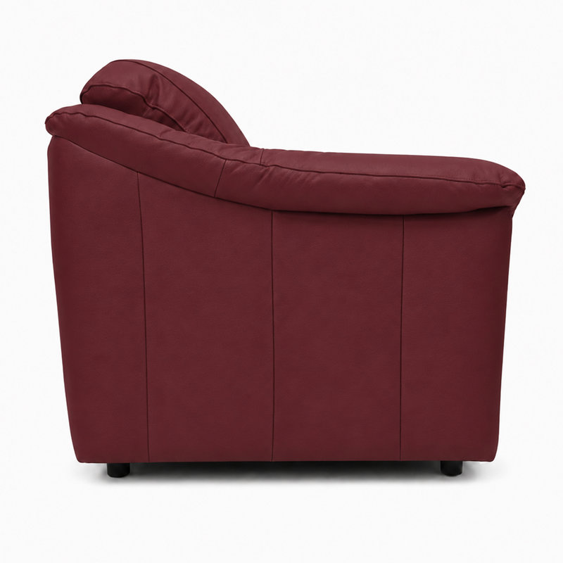 Ramdev Top Grain Leather Sofa Sectional with Cushioned Back and Pillow Top Arm, Right Hand Facing, Burgundy