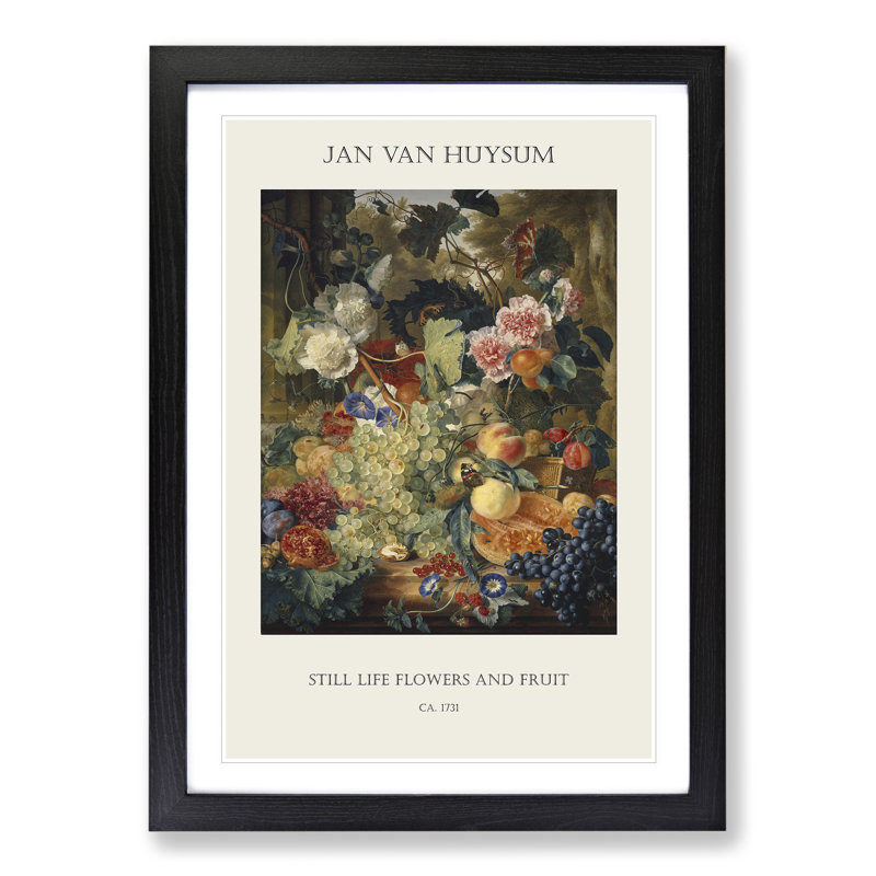 Still Life With Flowers And Fruit Vol.1 by Jan Van Huysum - Single Picture Frame Print, 65cm H x 48cm W x 2cm D, Black Framed