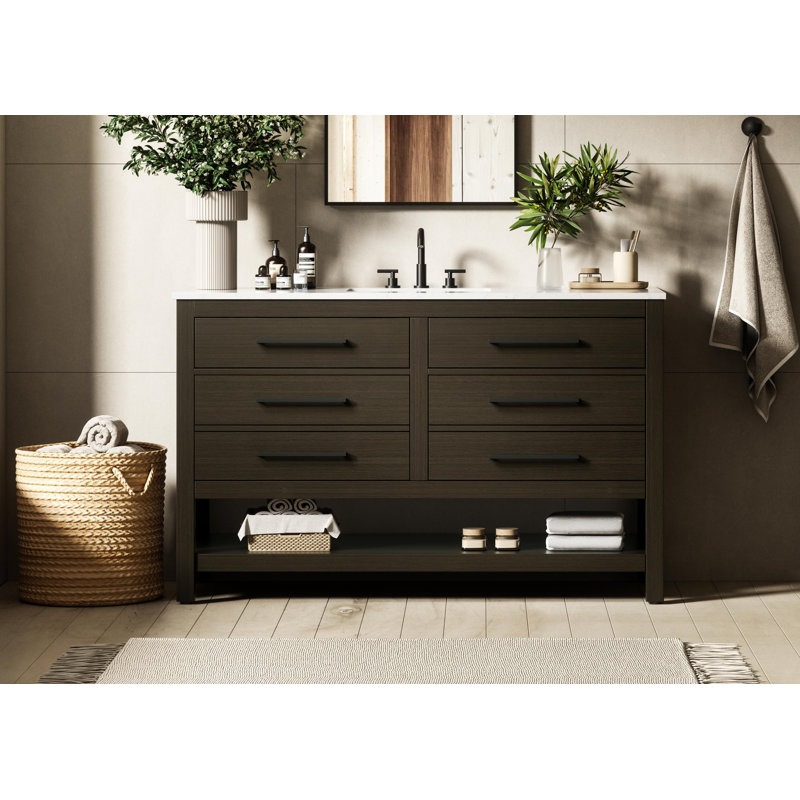 Meuble-lavabo simple 54 po_Moderne_VF60554, Brun moka, 54"