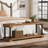 Solid Wood Entryway Bench With Shelf, 63" Industrial Storage Bench With Thickened Metal Tubing, Supports 300 Lb And Easy Assembly-1180542102